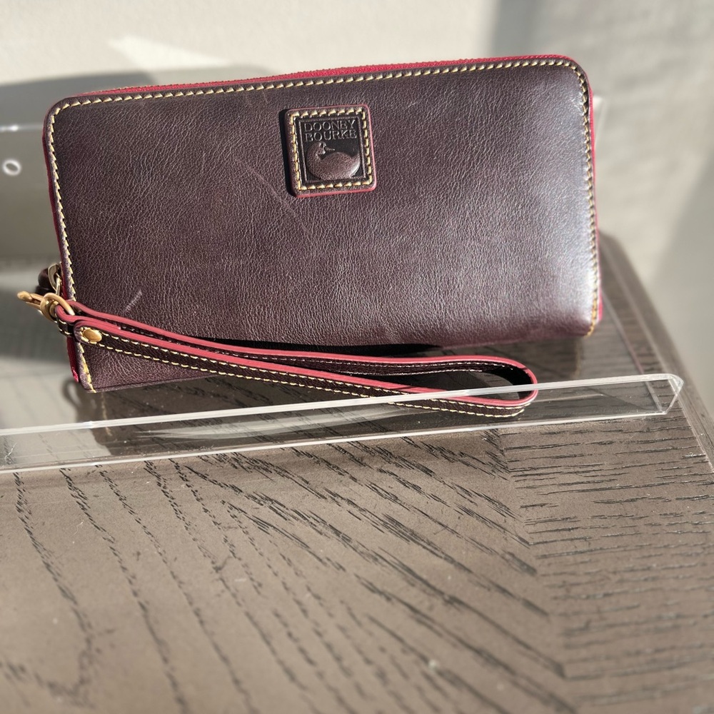 Dooney & Bourke Florentine Brown TMoro Large Zip Around Wristlet